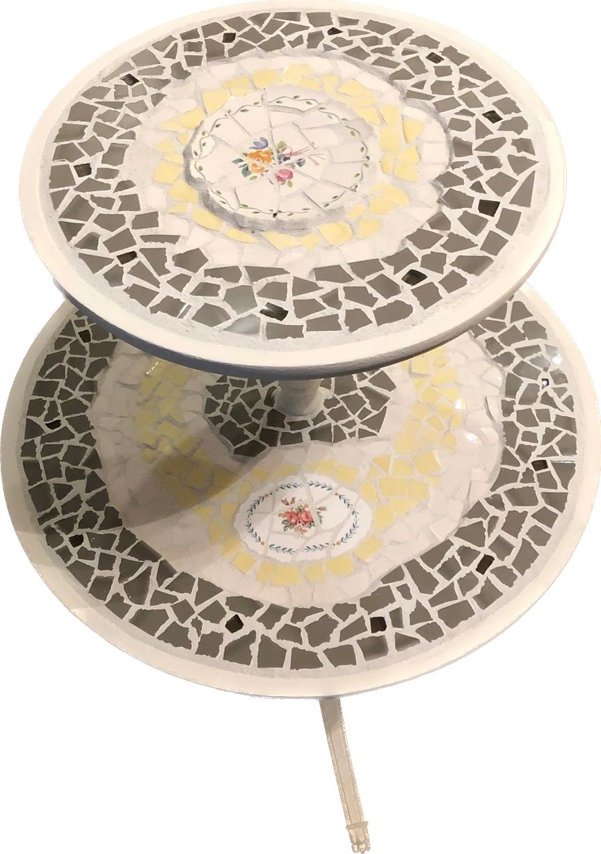 Two Tiered Accent Table Pieceful Designs Mosaics